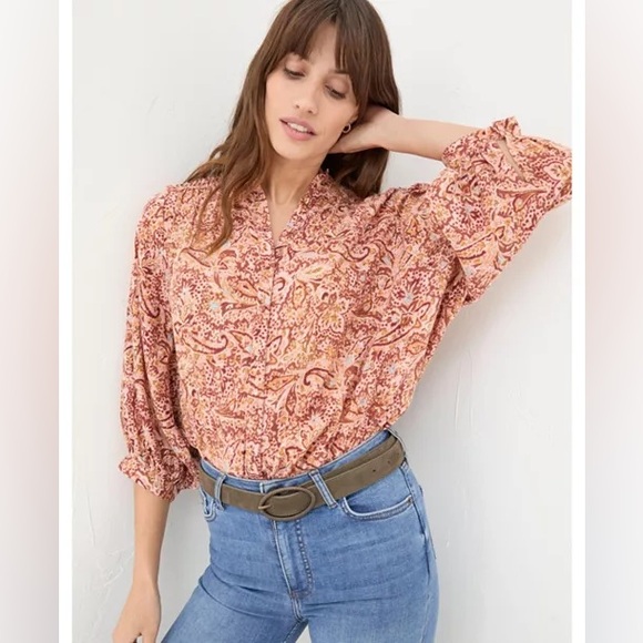 Fat Face Tops - Fat Face Evelyn Wild Paisley Blouse Pink XL